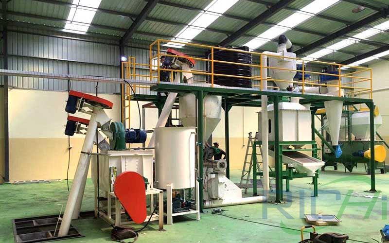 Process Of 2 ton/h feed pellet production line